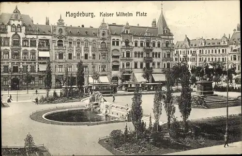 Ak Magdeburg, Kaiser Wilhelm Platz, Denkmal