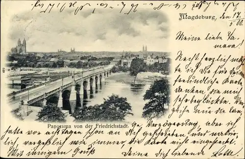 Ak Magdeburg, Panorama von der Friedrichstadt, Elbbrücke