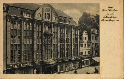 Ak Magdeburg, Textilhaus Zentrum, Tezet, Breiter Weg 57-60