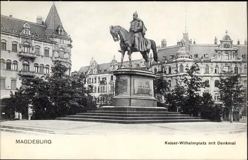 Ak Magdeburg, Kaiser Wilhelm Platz, Denkmal