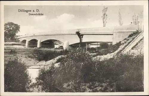 Ak Dillingen an der Donau, Partie an der Donaubrücke