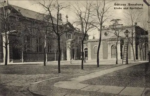 Ak Annaburg Sachsen Anhalt, Schloss, Kirche und Speisesaal