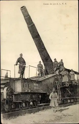 Ak Canon de 370 A. L. V. F., Französische Soldaten mit Geschütz