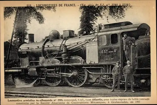 Ak Locomotives de France, Est, Locomotive armistice ex allemande, type Atlantic, Machine No. 2073