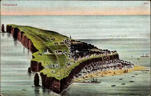 Ak Helgoland in Schleswig Holstein, Totalansicht der Insel