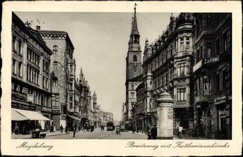 Ak Magdeburg, Breiteweg, Katharinenkirche, Litfaßsäule