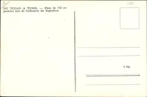 Ak Du Tchad a Tunis, Pièce de 155, offensive du Zaghouan, Französisches Geschütz