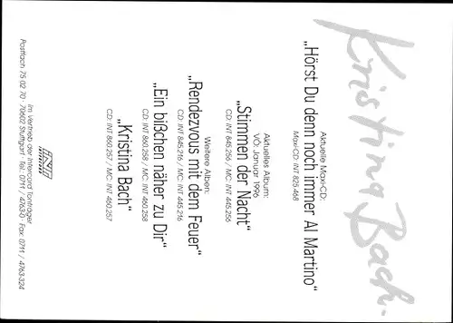 Ak Sängerin Kristina Bach, Portrait, Autogramm