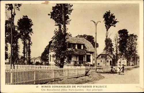 Ak Rossalmend Elsaß Haut Rhin, Mines de potasse d'Alsace, Mine Marie Louise, Rue principale