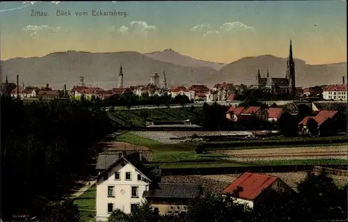 Ak Zittau in der Oberlausitz, Blick vom Eckartsberg aus