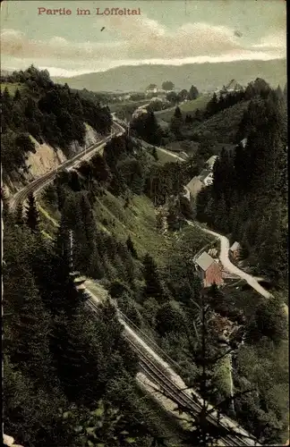 Ak Hinterzarten im Schwarzwald, Löffeltal, Eisenbahnstrecke