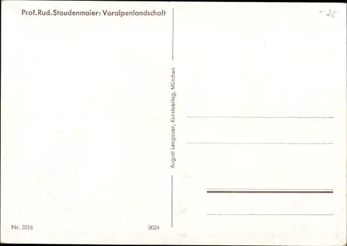 Künstler Ak Staudenmaier, Rud., Voralpenlandschaft