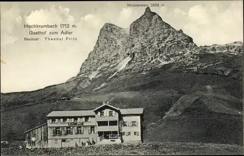 Ak Hochkrumbach Warth im Lechtal Vorarlberg, Gasthof zum Adler, Widderstein