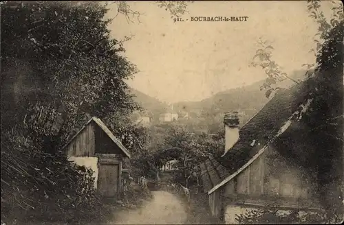 Ak Bourbach le Haut Oberburbach Elsass Haut Rhin, Dorfpartie