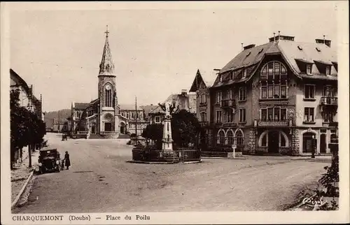 Ak Charquemont Doubs, Place du Poilu