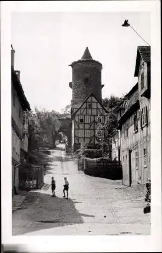 Foto Ak Grebenstein in Nordhessen, Burgtorturm, Straßenpartie