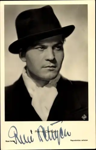 Ak Schauspieler Rene Deltgen, Portrait, Autogramm