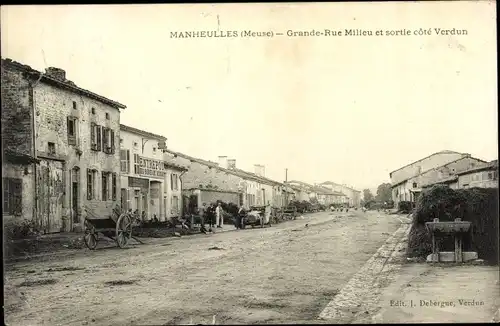 Ak Manheulles Meuse, Grande Rue Milieu et sortie cote Verdun