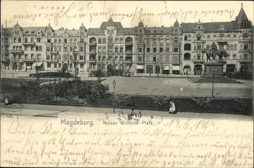 Ak Magdeburg, Kaiser Wilhelm Platz, Denkmal