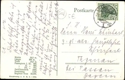 Ak Dampfer Imperator der Hamburg Amerika Linie, HAPAG