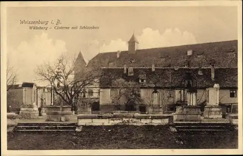 Ak Weißenburg in Mittelfranken Bayern, Wülzburg, Cisterne mit Schlossbau