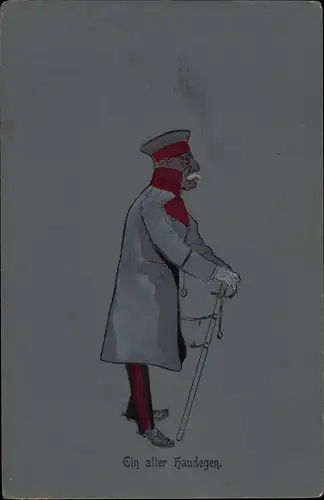 Künstler Ak Ein alter Haudegen