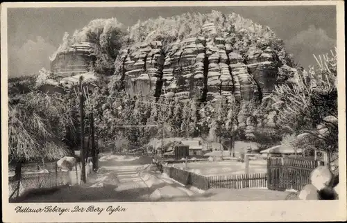 Ak Oybin Oberlausitz, Blick zum Berg Oybin, Winter