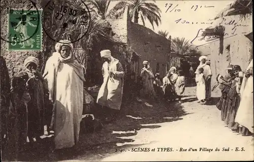 Ak Scenes et Types, Vue d'un village du Sud, Araber in einem Dorf, Maghreb