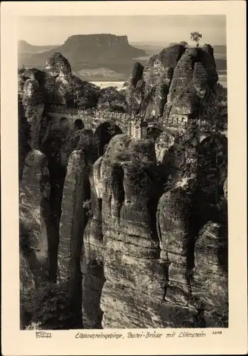 Ak Elbsandsteingebirge, Basteibrücke mit Lilienstein