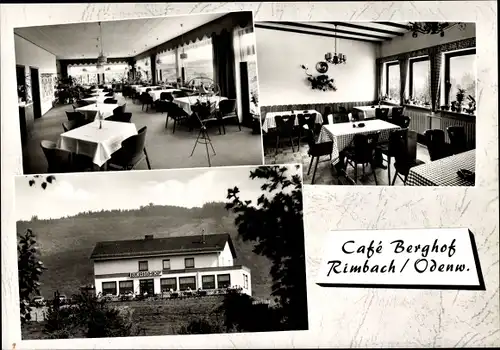 Ak Rimbach Odenwald, Blick auf Cafe und Pension Berghof, Speisesaal