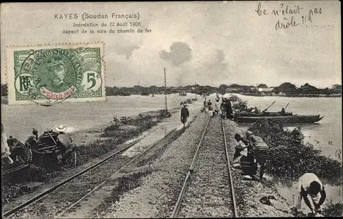 Ak Kayes Mali, Soudan Francais, Inondation 1906, vole du chemin de fer
