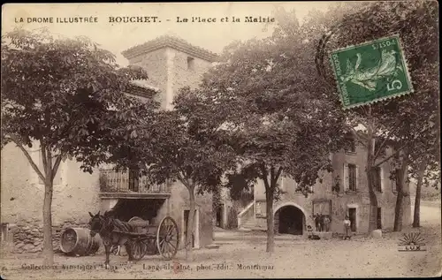 Ak Bouchet Drôme, La Place, La Mairie