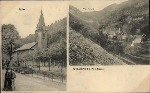 Ak Wildenstein Elsass Haut Rhin, Gesamtansicht, Eglise