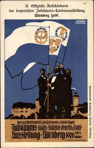 Ganzsachen Künstler Ak Nürnberg in Mittelfranken Bayern, Bayrische Jubiläums Landesausstellung 1906
