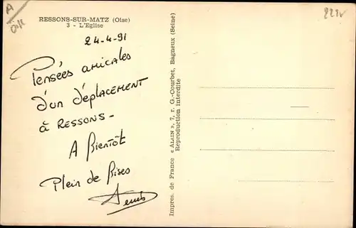 Ak Ressons sur Matz Oise, L'Eglise