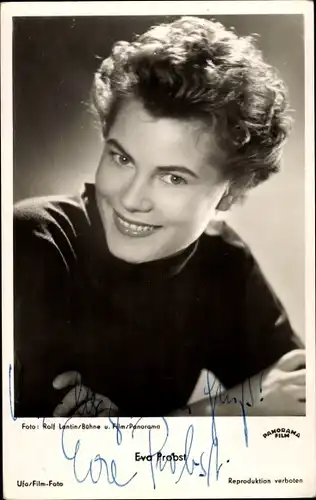 Ak Schauspielerin Eva Probst, Portrait, Autogramm