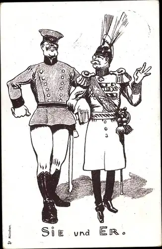 Ak Sie und Er, Humor, Kaiserreich, Wilhelm I.