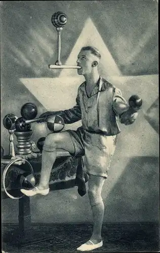 Ak Zirkus, Jongleur, Bälle, Stern, Artistik