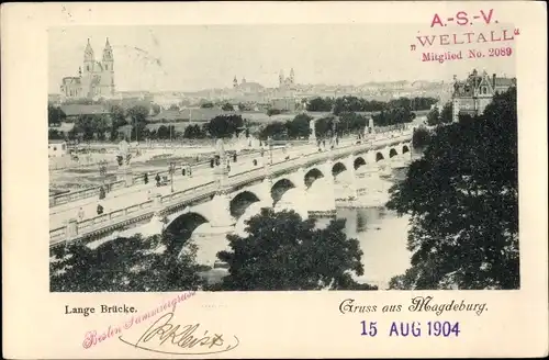 Ak Magdeburg an der Elbe, Blick auf die Lange Brücke