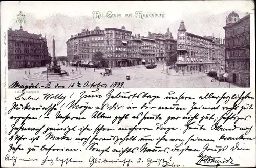 Ak Magdeburg an der Elbe, Hasselbachplatz mit Brunnen