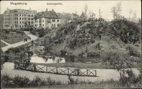 Ak Magdeburg an der Elbe, Partie im Luisengarten