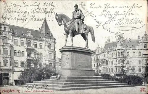 Ak Magdeburg an der Elbe, Kaiser Wilhelm Denkmal