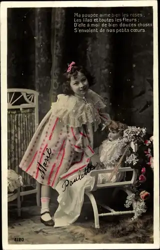 Ak Mädchen mit Puppe
