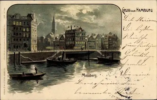 Mondschein Litho Hamburg Altstadt, Messberg