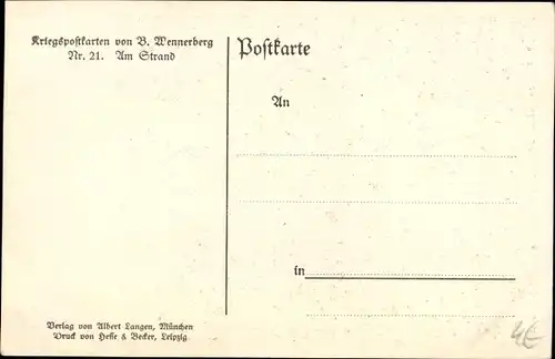 Künstler Ak Wennerberg, Bruno, Am Strand, Soldat, Matrose mit Frau