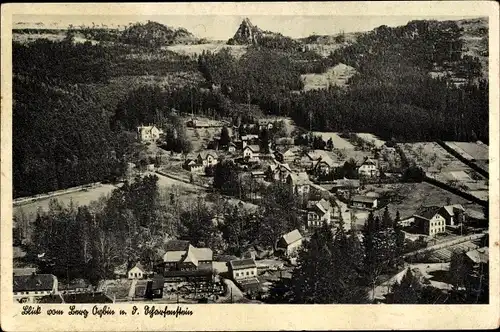 Ak Oybin in der Oberlausitz, Blick vom Berg Oybin n. d. Scharfenstein