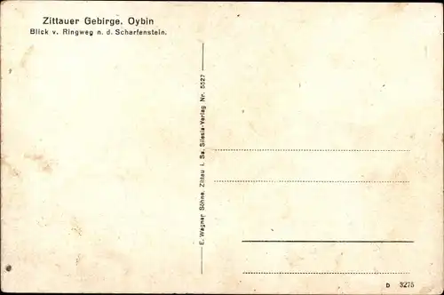 Ak Oybin in der Oberlausitz, Blick vom Berg Oybin n. d. Scharfenstein