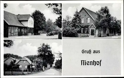 Ak Ostseebad Niendorf Timmendorfer Strand, Schule, Gasthof Niendorf, Ortspartie