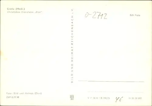 Ak Crivitz in Mecklenburg, Christliches Altersheim Elim