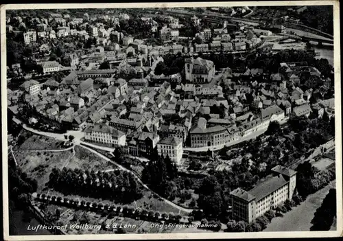 Ak Weilburg an der Lahn Hessen, Luftaufnahme